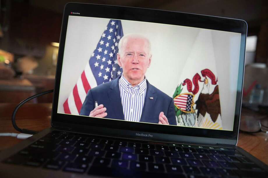 The COVID-19 pandemic has forced former Vice President Joe Biden to run a virtual campaign, and his absence may cost him in 2020. Biden also has a lot of work to do with Latino voters. Here, he holds a virtual campaign event in March in Chicago. Photo: Scott Olson /TNS / ONLINE_YES