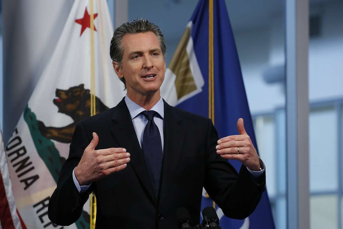 California Gov. Gavin Newsom announced California saw its first daily decrease in intensive care hospitalizations during the coronavirus outbreak, during his daily news briefing at the Governor's Office of Emergency Services in Rancho Cordova, Calif. Thursday, April 9, 2020. Newsom announced that California saw its first daily decrease in intensive care hospitalizations during the coronavirus outbreak, a key indicator of how many health care workers and medical supplies are needed. He went on to say the state's hospitals have thousands of ventilators available should the number of the sickest patients suddenly surge. (AP Photo/Rich Pedroncelli, Pool)