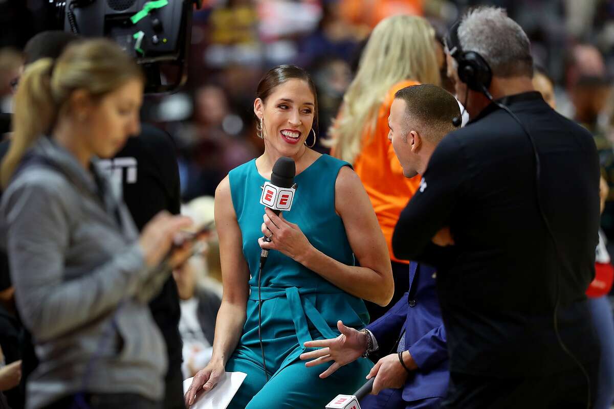 Rebecca Lobo has made most of her daughter, Maeve's Northwest Catholic games this season, but admits sometimes she is at her best spectator self when she’s on the road with ESPN, watching on stream in a hotel room and can yell and cheer without worrying about it. (Photo by Maddie Meyer/Getty Images)