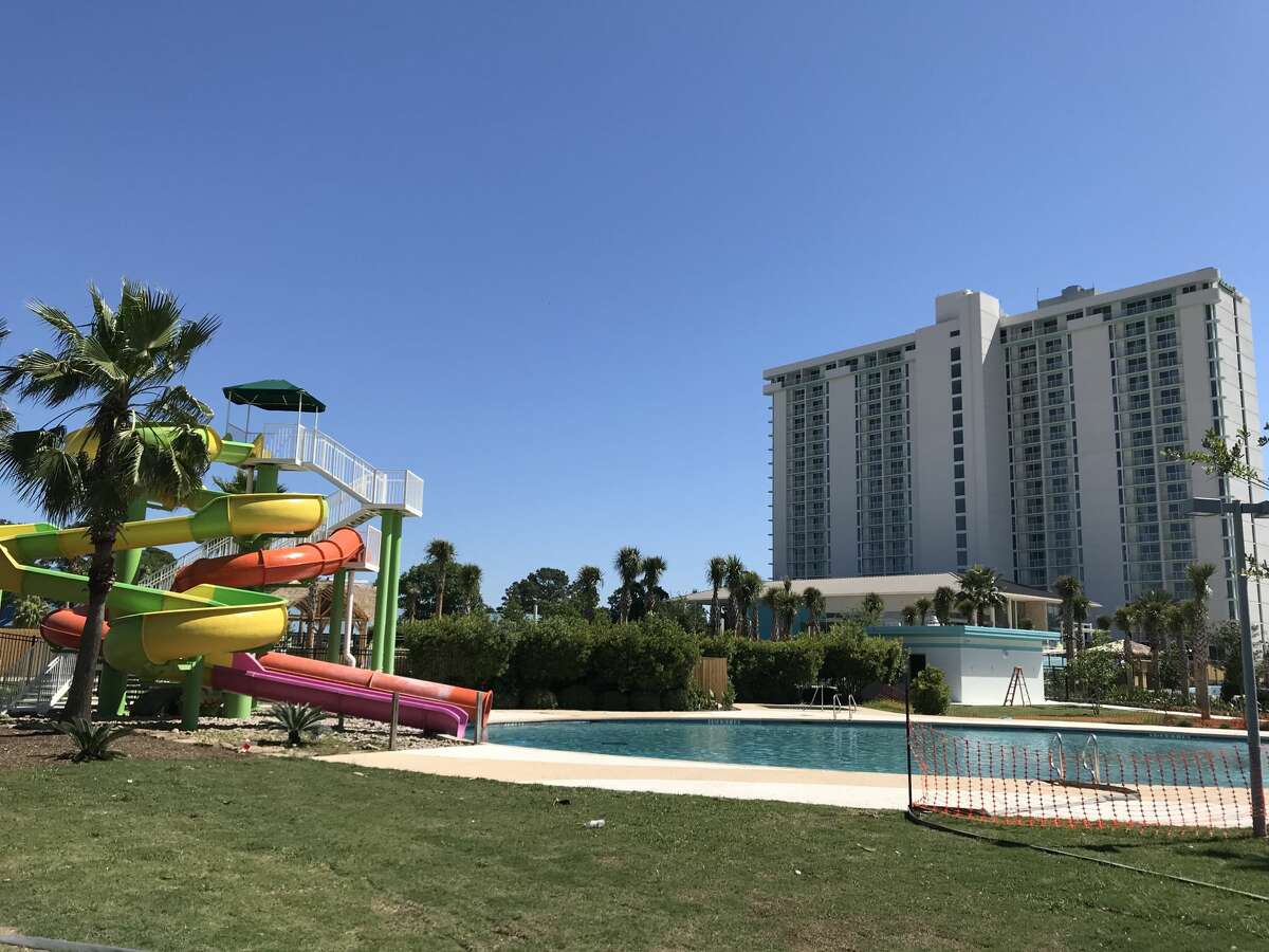 Construction photos of Lake Conroe's Margaritaville Resort, set to open this July.