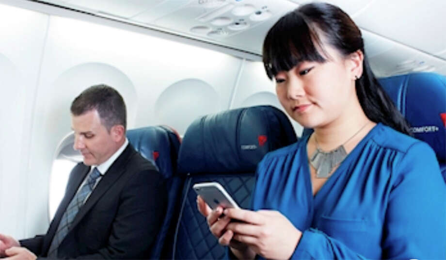 Like other airlines, Delta is blocking middle seats from its inventory. (Note: If this photo were current, passengers would be wearing face masks.) Photo: Delta