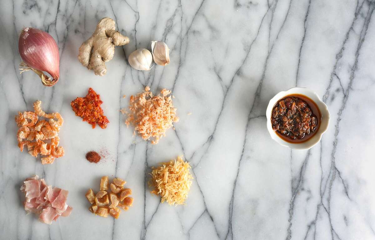 Ingredients for XO sauce seen on Friday, Feb. 21, 2020, in San Francisco, Calif.