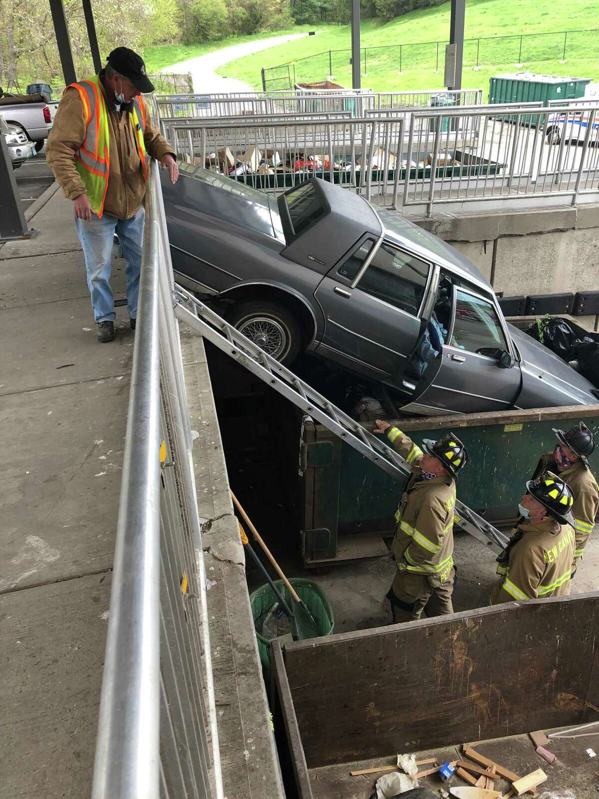 Car crashes into trash at New Canaan transfer station
