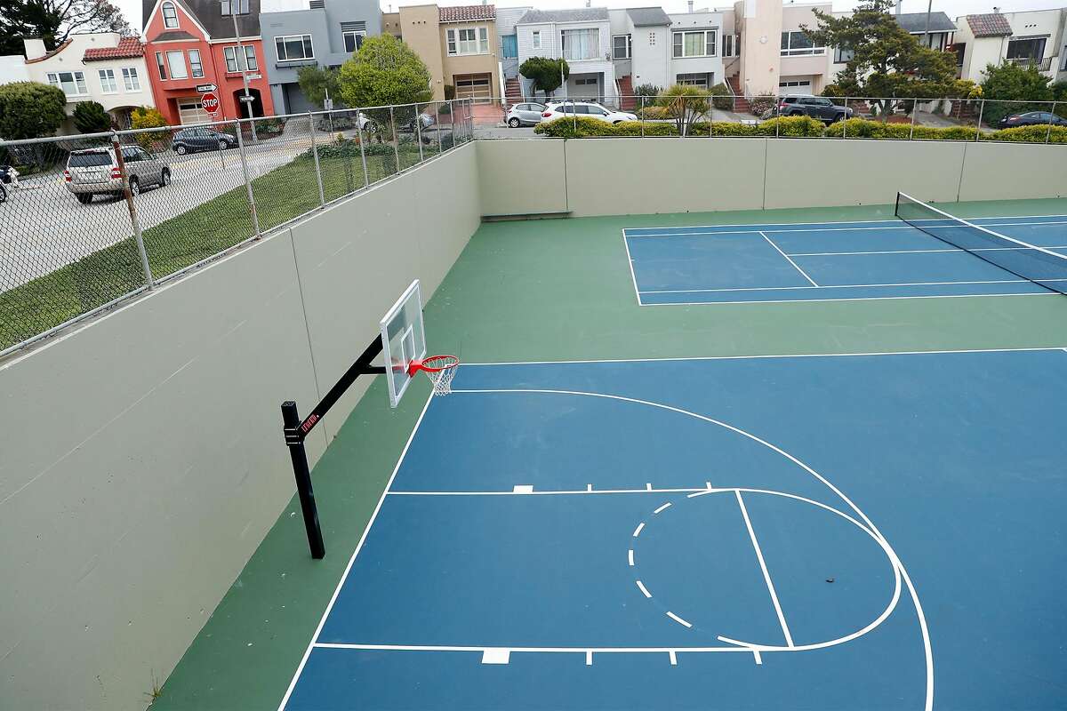 Miraloma Park's basketball court in San Francisco, Calif., on Wednesday, April 29, 2020.