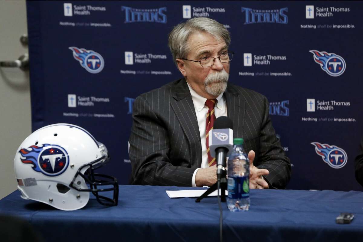 Tennessee Titans president and CEO Steve Underwood answers questions at a news conference Monday, Jan. 18, 2016, in Nashville, Tenn. (AP Photo/Mark Humphrey)