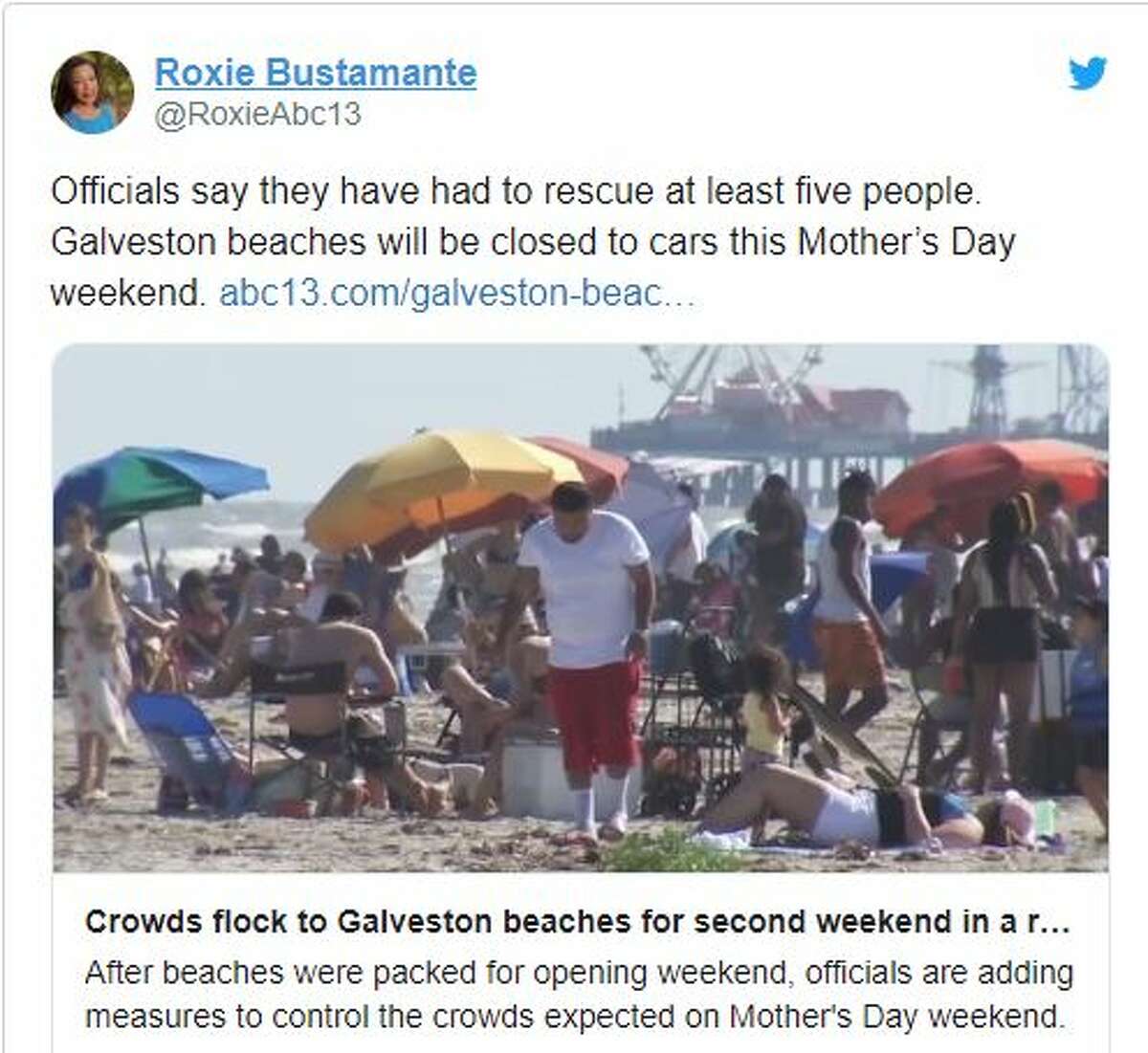 Crowds have flocked to Galveston beaches for a second weekend in a row, according to ABC-13's Roxie Bustamante.