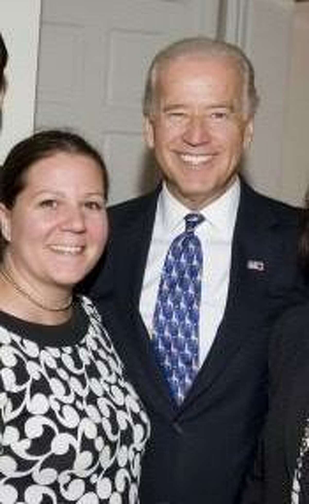 Amy Lappos, left, with then-Vice President Joe Biden at a 2009 fundraising event in Greenwich.