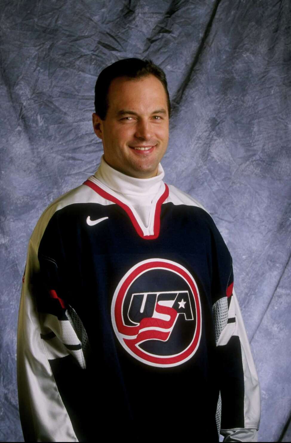 Goaltender Guy Hebert of the United States Olympic Hockey Team poses for a photograph at the Hyatt Regency Hotel in Vancouver, Canada. (Rick Stewart /Allsport)