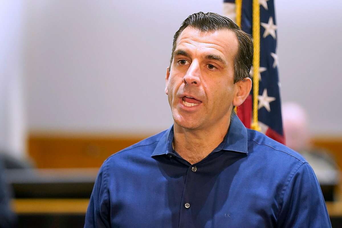 San Jose Mayor Sam Liccardo speaks during a news conference in Santa Clara County on Tuesday, March 31, 2020, in San Jose, Calif. Liccardo apologized on Dec. 1 for attending a Thanksgiving family get-together where members of multiple housholds mingled.