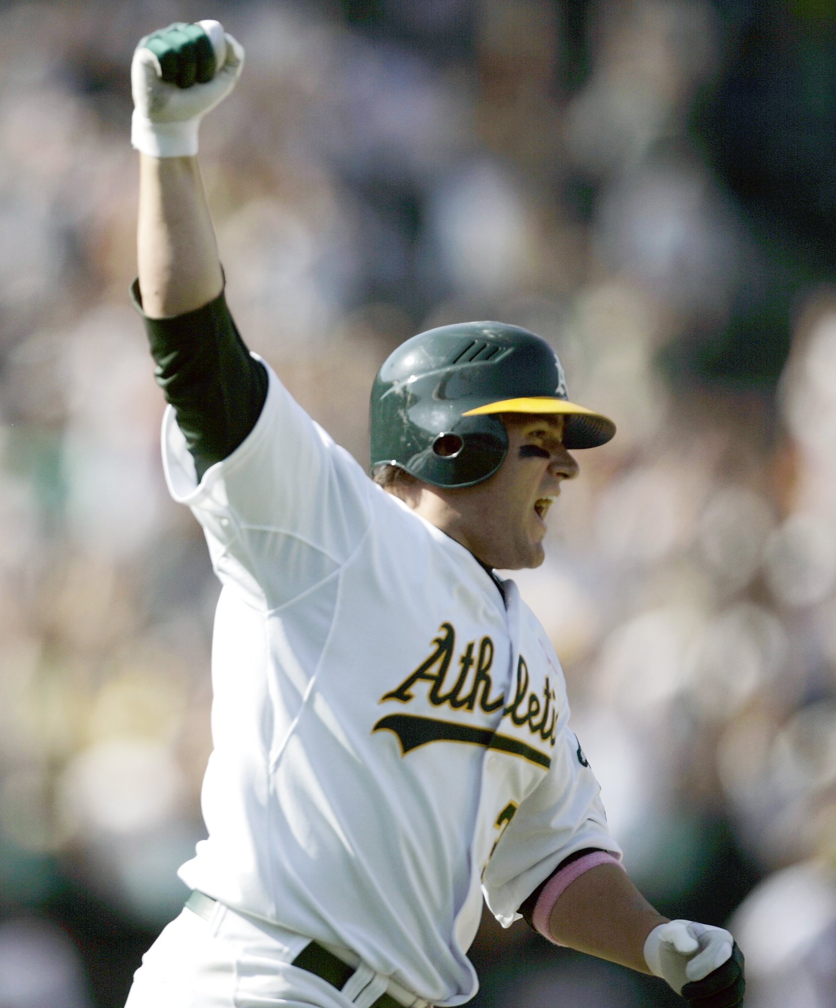 Eric Chavez of the Oakland Athletics celebrates after hitting a walk  News Photo - Getty Images