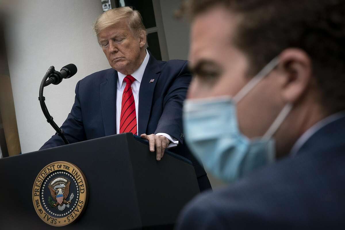 President Donald Trump speaks during a press briefing about coronavirus testing in the Rose Garden of the White House on May 11, 2020 in Washington, DC. Several White House staff members and aides have recently tested positive for the coronavirus and three top health officials from the White House coronavirus task force are now self-quarantining after potential exposure.