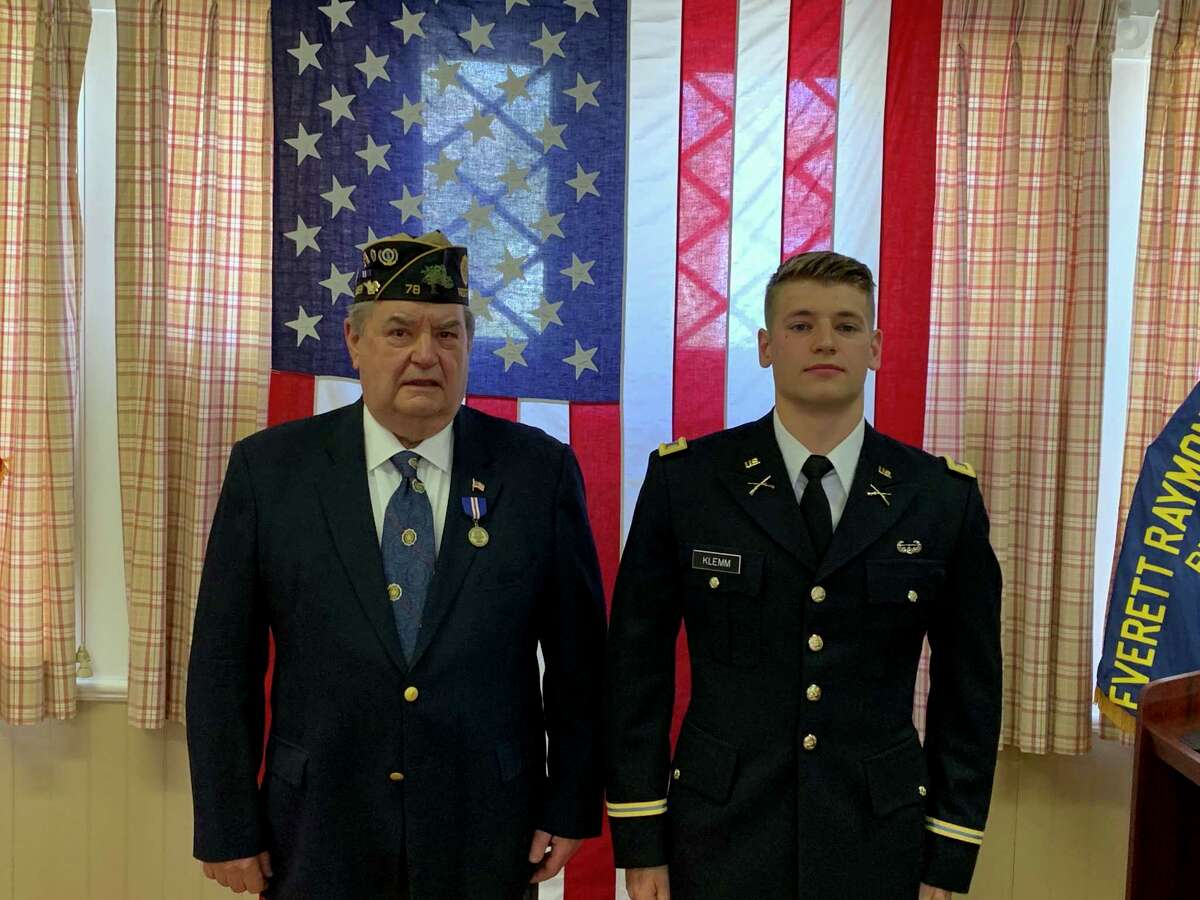 American Legion Post 78 Commander George Besse was honored with Second Lietenant Kristopher Klemm's first salute as an officer.