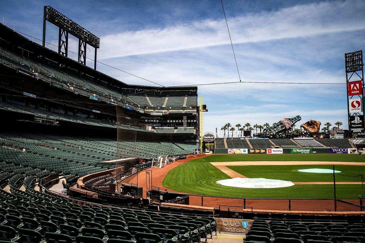 The field club seats at Oracle Park on Friday, May 8, 2020, in San Francisco, Calif. Professional sports could see a rise in virtual reality offered to fans, amid the coronavirus pandemic. The San Francisco Giants would have hosted the Chicago White Sox today. The season was postponed, amid the coronavirus pandemic.