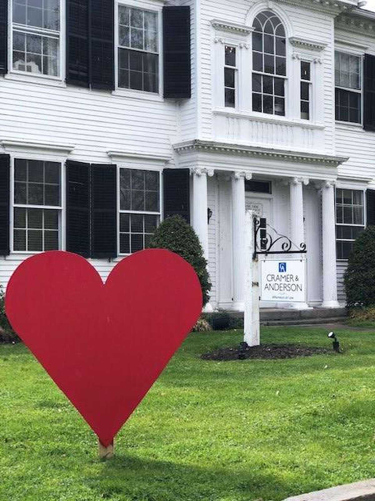 Spectrum/Heart in front of Cramer & Anderson on Main Street in New Milford. May 3, 2020.