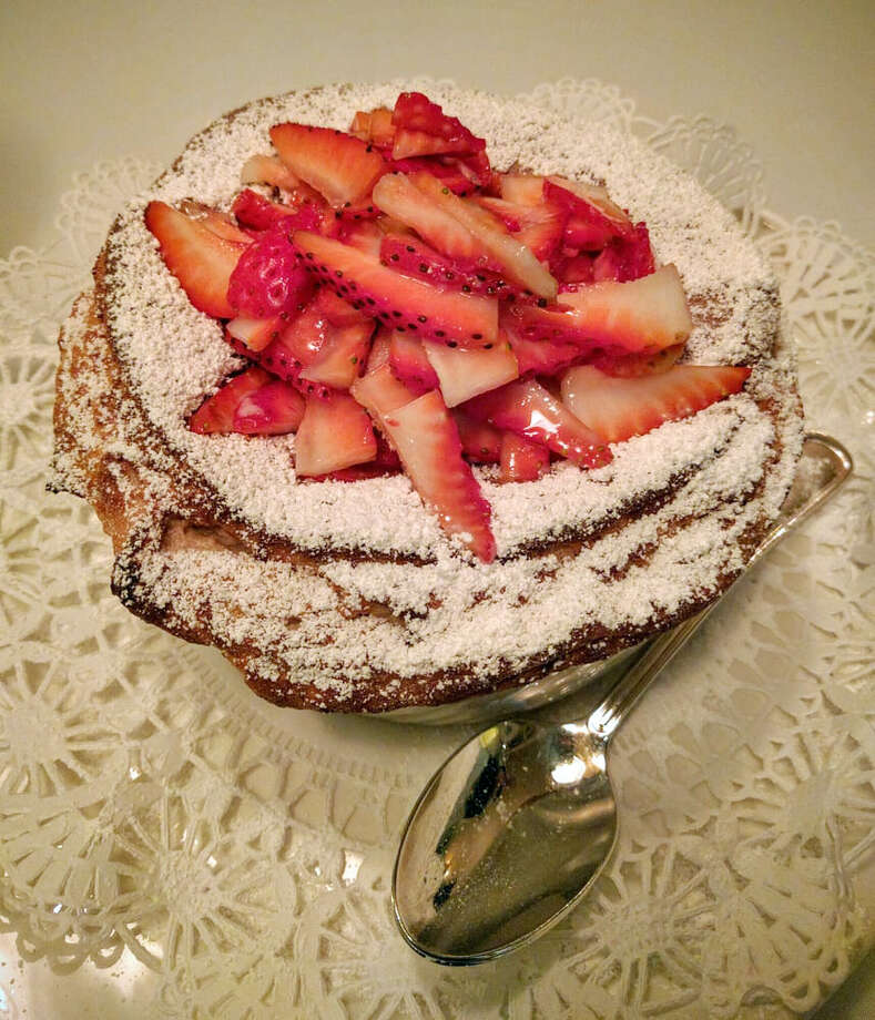 The strawberry souffle at Cafe Jacqueline in North Beach. North Beach's beloved Cafe Jacqueline is in danger of shutting down for good. Photo: Yelp / Adena B.