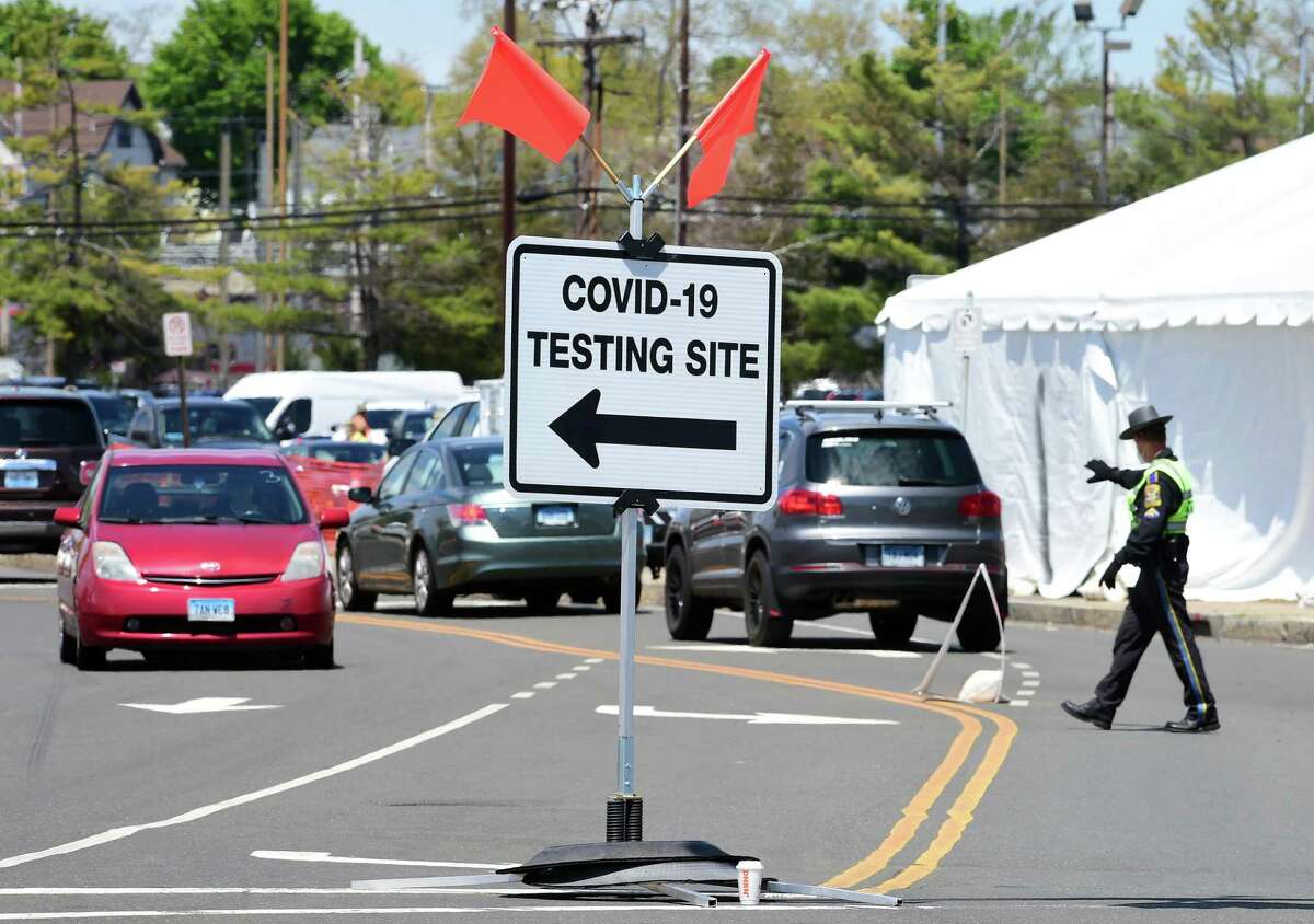 Ridgefield is offering drive through COVID-19 testing Saturday, May 16, from 11 to 3 at the town Recreation Center. The town asks people to preregister. The New Haven testing site shown here on Thursday, May 14, was operated by CVS Health.