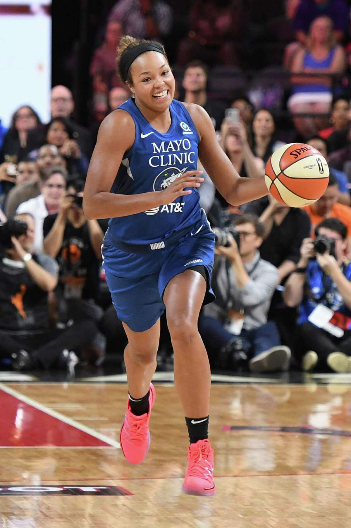 LAS VEGAS, NEVADA - JULY 26: Napheesa Collier of the Minnesota Lynx competes during the Skills Challenge of the WNBA All-Star Friday Night at the Mandalay Bay Events Center on July 26, 2019 in Las Vegas, Nevada. NOTE TO USER: User expressly acknowledges and agrees that, by downloading and or using this photograph, User is consenting to the terms and conditions of the Getty Images License Agreement. (Photo by Ethan Miller/Getty Images)