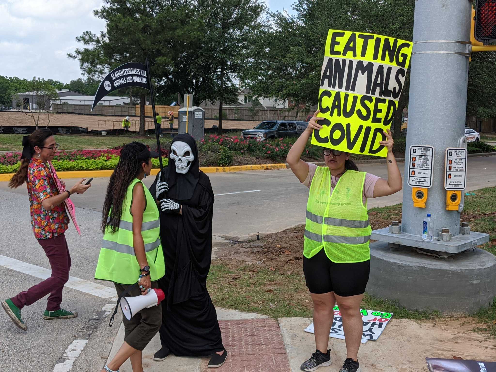 Vegan activists protest Spring meat processing center amid COVID19