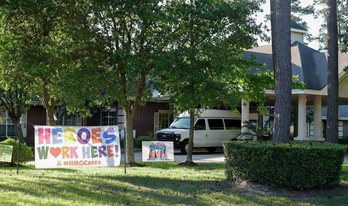 The Park Manor of Conroe nursing home is seen, Thursday, April 23, 2020, in Conroe. At least 15 residents have tested positive at the facility, according to officials.