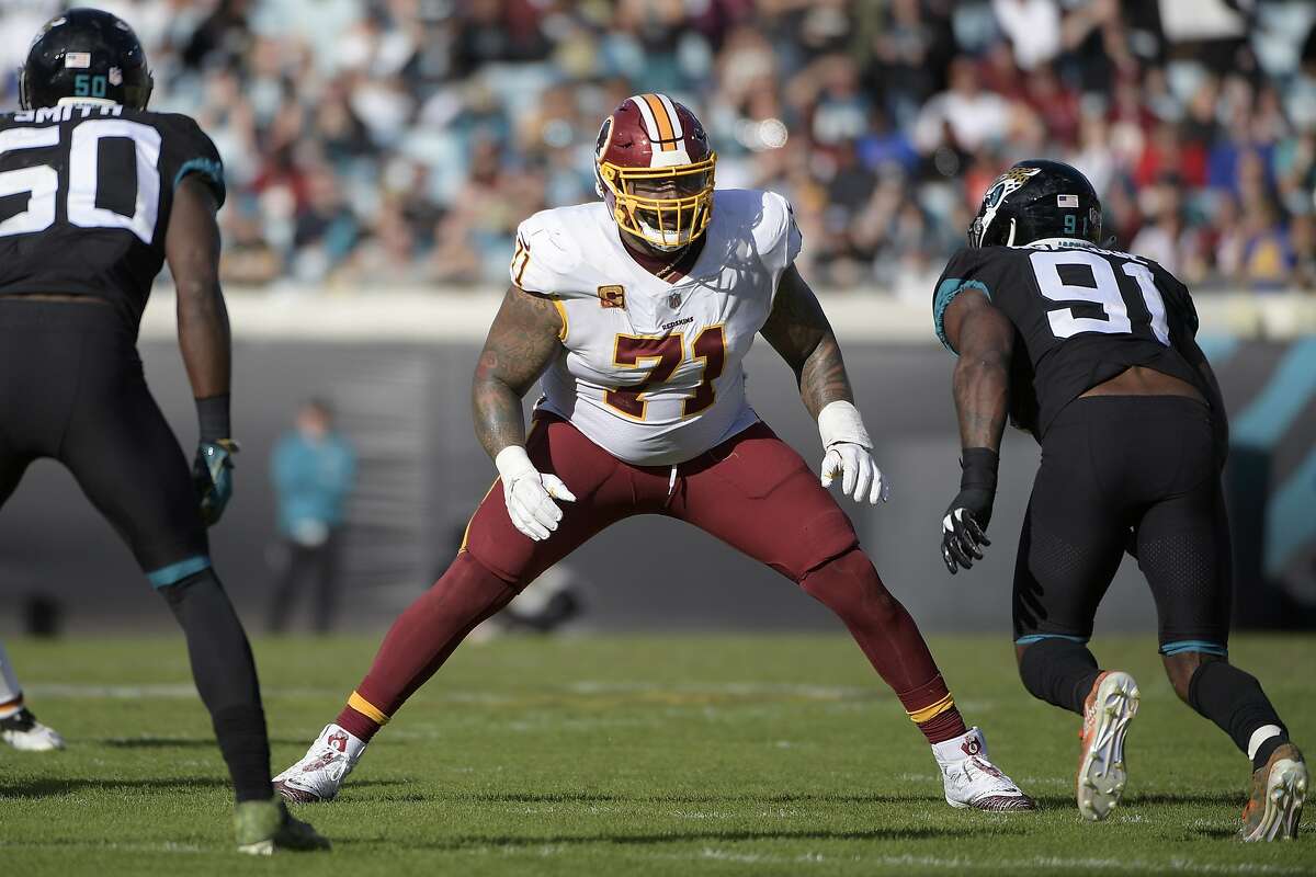 San Francisco 49ers tackle Trent Williams (71) walks on the sideline during  an NFL preseason football