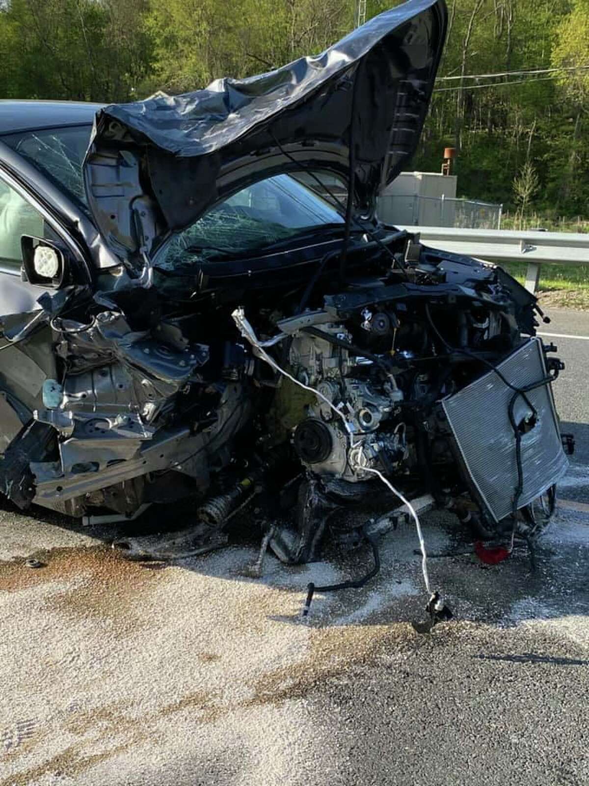 Route 25 crash in Newtown sends two to hospital