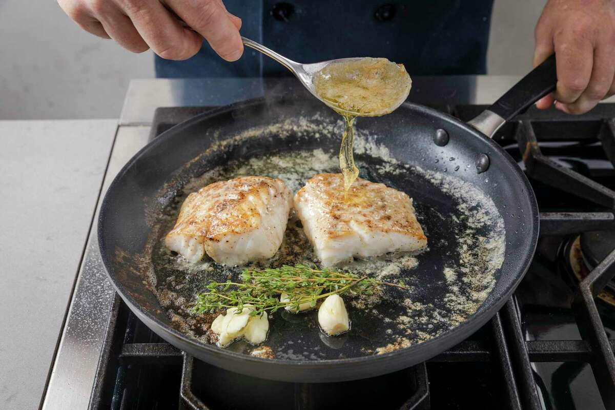 Butter-Basted Fish Filet with Garlic and Thyme from "Foolproof Fish" by America's Test Kitchen.