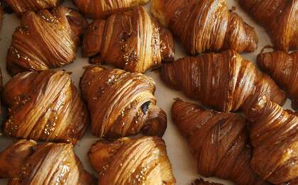 Freshly baked croissants seen in the display at Mr. Holmes Bakehouse in San Francisco before shelter-in-place. The retail bakery is currently closed, with Mr. Holmes shifting to at-home baking kits sold online.