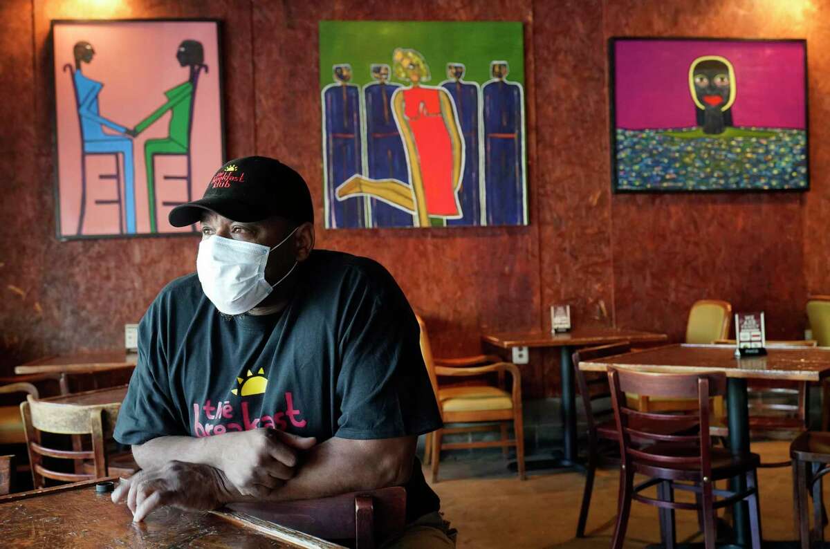 Marcus Davis, owner of the Breakfast Klub, 3711 Travis St., shown Monday, May 11, 2020, in Houston was able to secure a Paycheck Protection loan, but is still struggling as business remains subdued and social distancing rules limit restaurants to 25 percent capacity amid the Covid-19 pandemic.