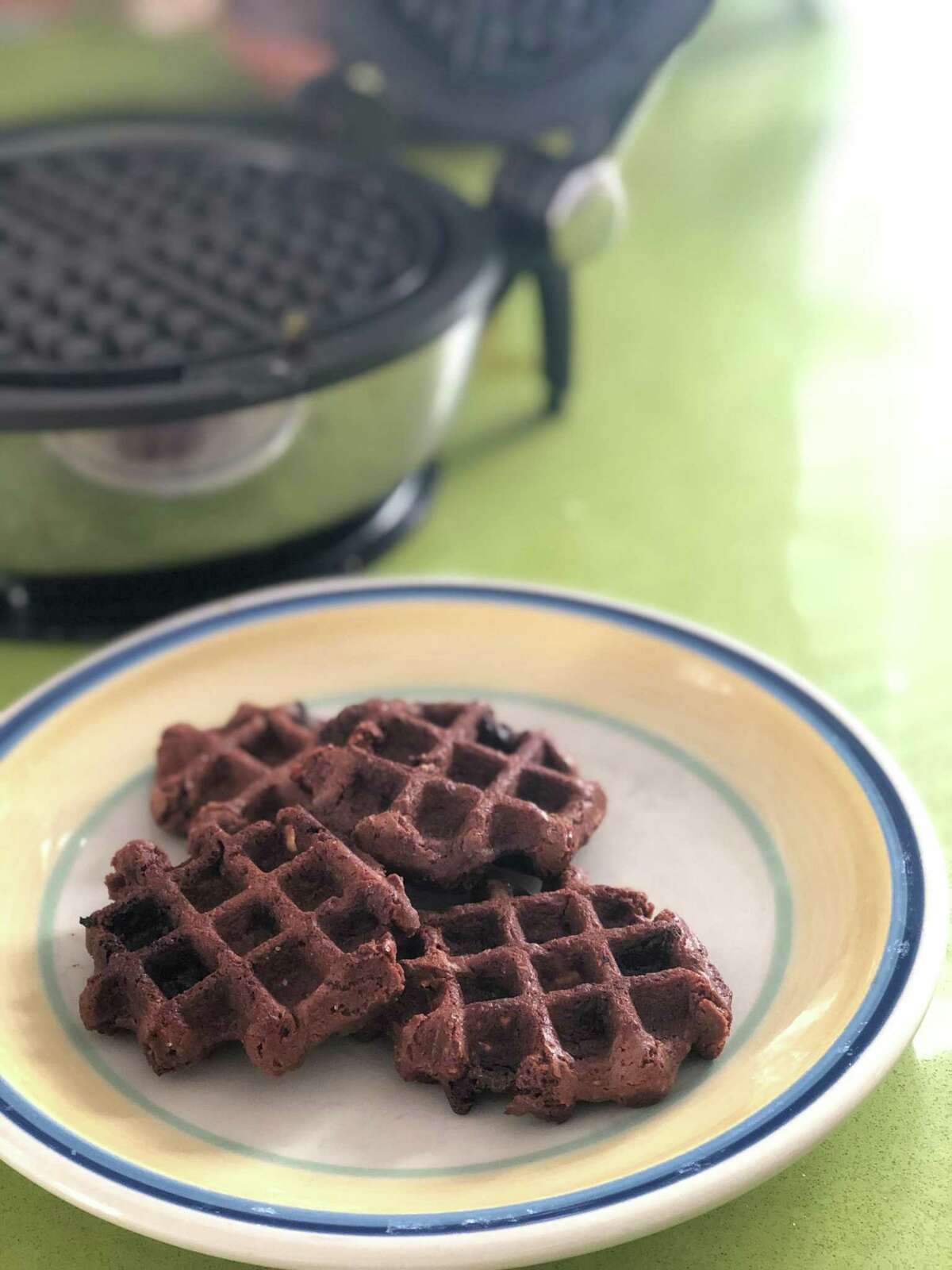 Chocolate cookies, when waffled, make a great exterior for homemade ice cream sandwiches.
