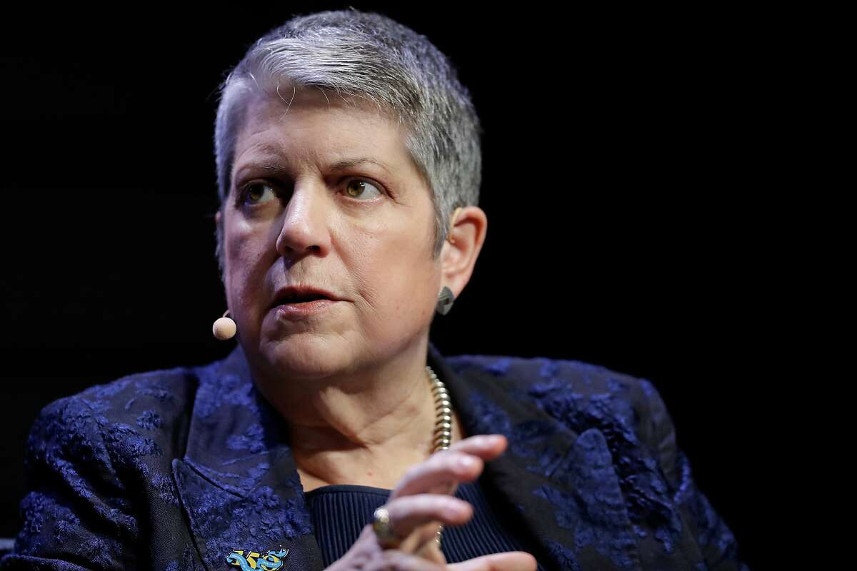 FILE - This March 7, 2018, file photo shows University of California President Janet Napolitano at a meeting of The Commonwealth Club in San Francisco.