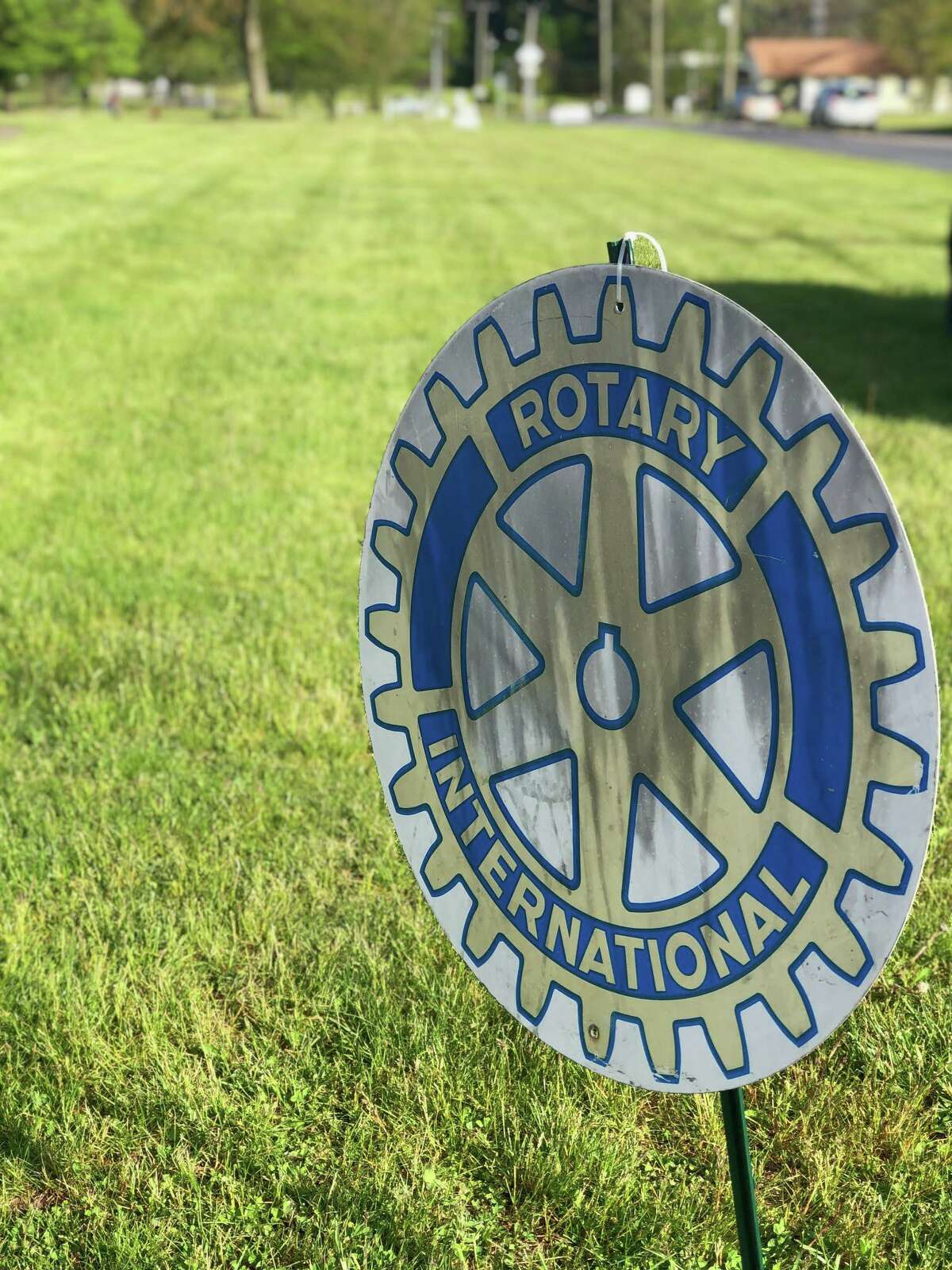 The The Rotary Club of New Milford set up camp at the John Pettibone Community Center Saturday to give away masks to the public.