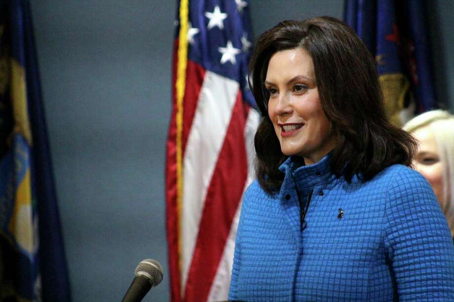 Gov. Gretchen Whitmer announced Monday during a news conference that restaurants, bars and other retail businesses can reopen in much of northern Michigan starting Friday. She told NBC's Today show that she has had "a conversation with some folks" connected to former Vice President Joe Biden's campaign about being his running mate. (Michigan Office of the Governor via AP, Pool) / Michigan Office of the Governor