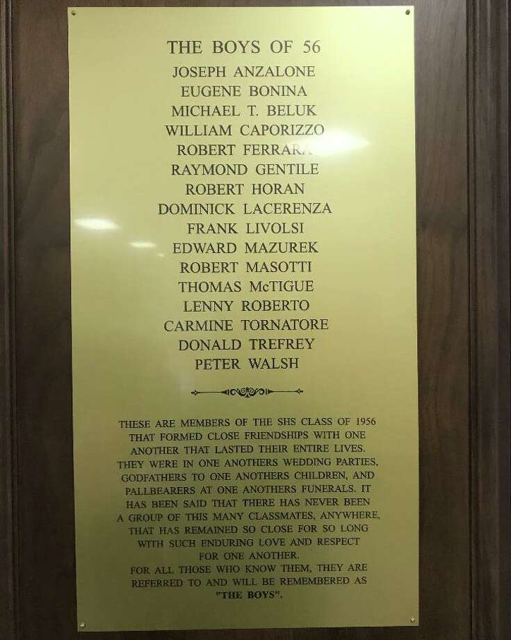 A plaque in the front lobby of Stamford High School. Photo: Contributed