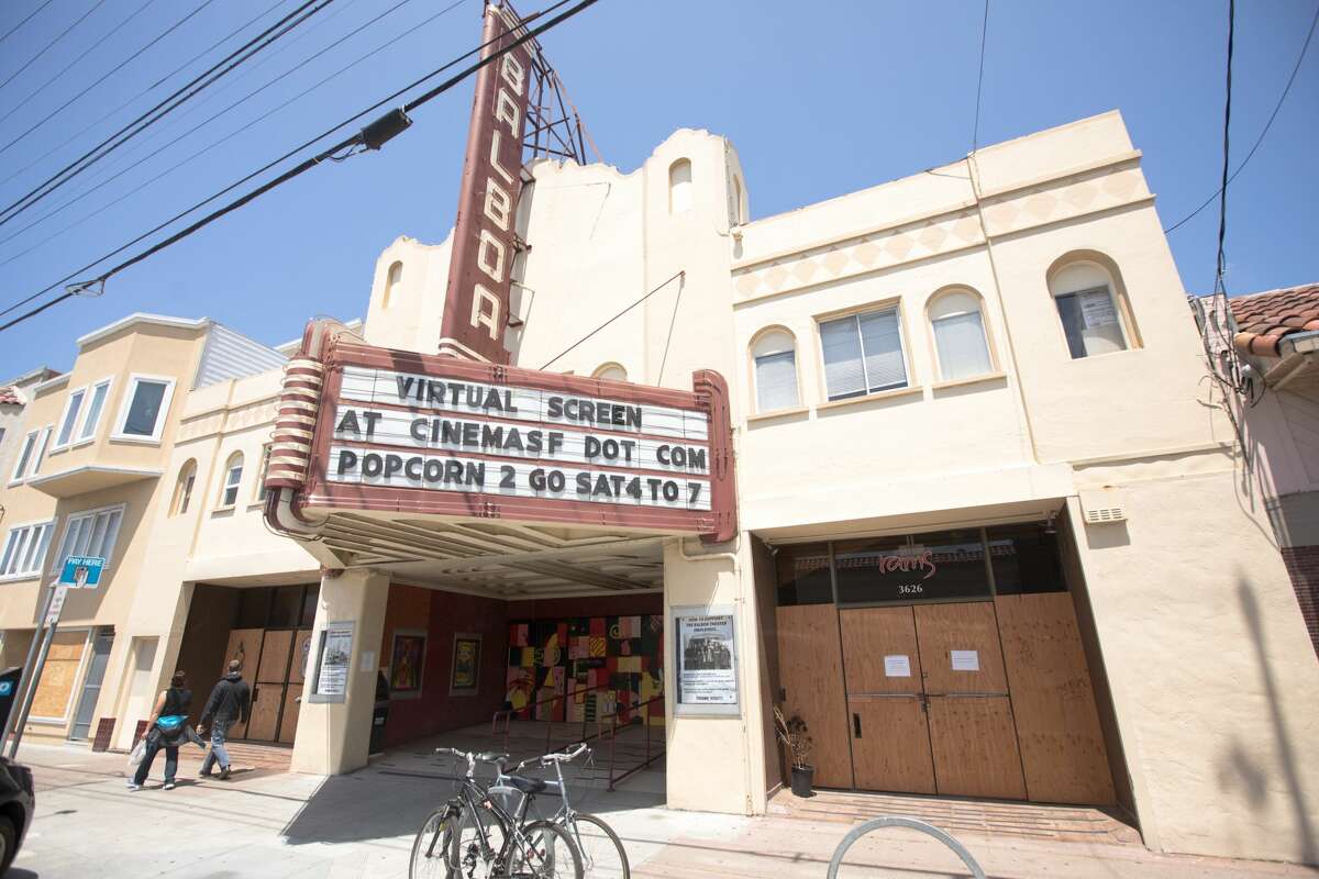 The exterior of the Balboa Theater in the Richmond District of San Francisco on May 20, 2020. The 95-year-old theater has announced it will reopen on May 14.
