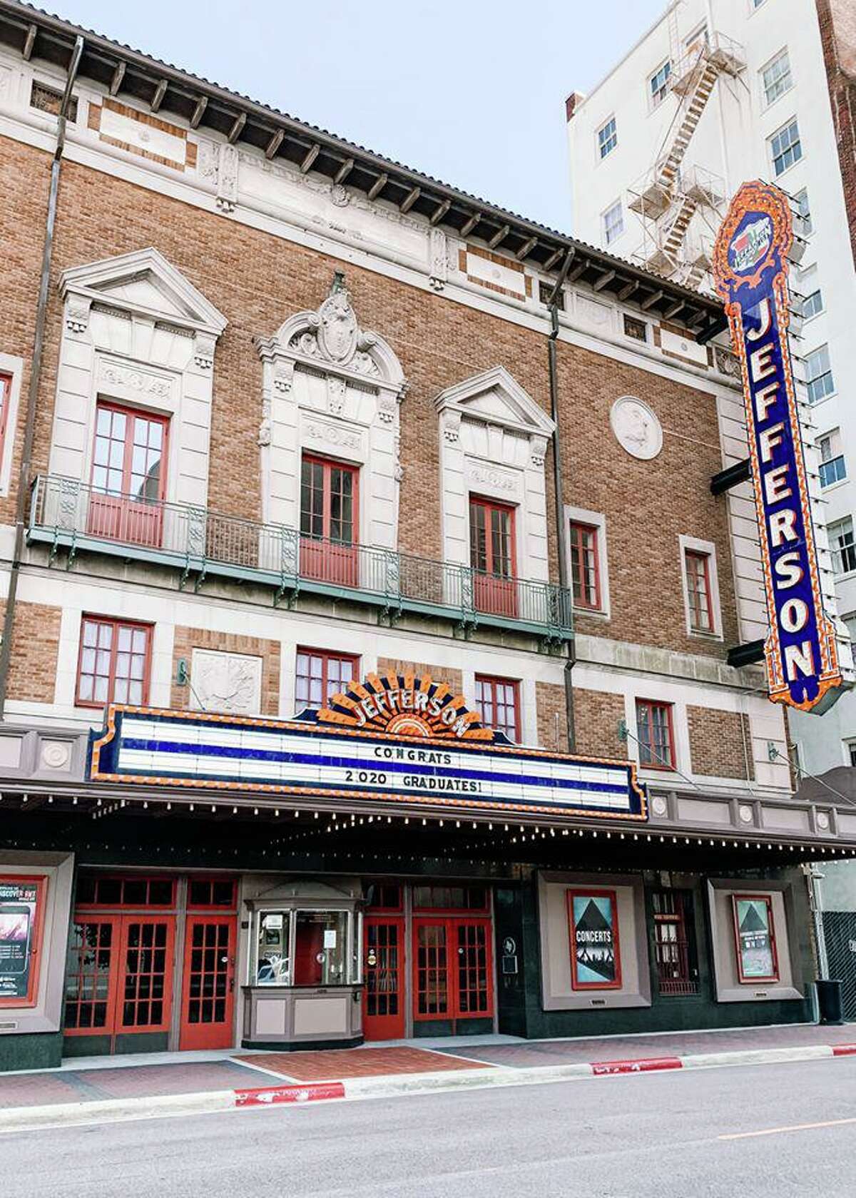 The Historic Jefferson Theater in Downtown Beaumont put up a sign, and invited graduates of the class of 2020 to take pictures.