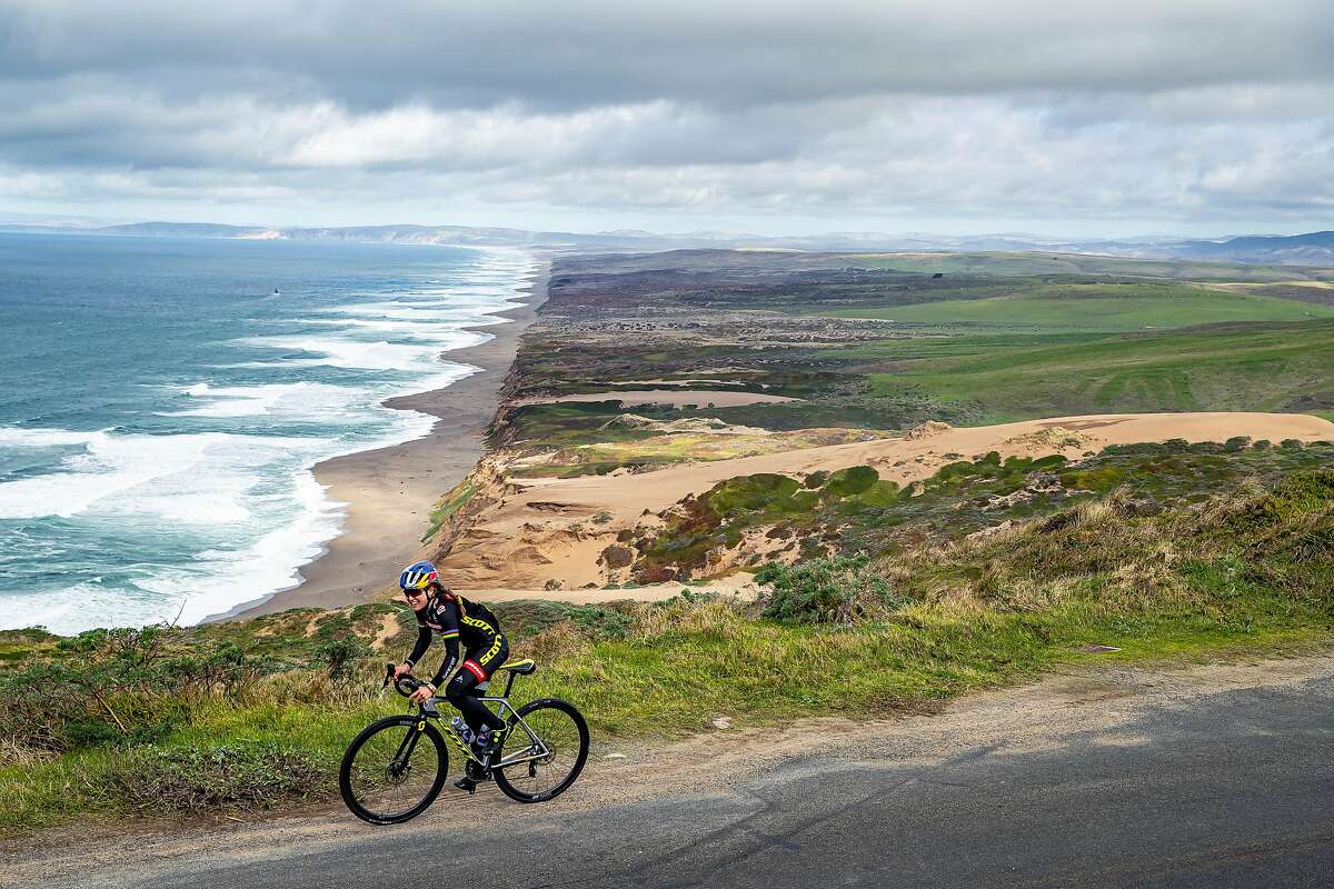 Kate Courtney biking in her native Marin County