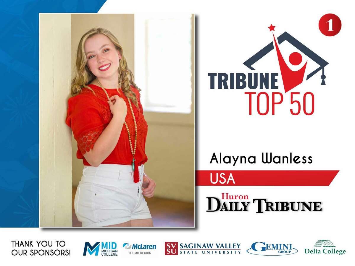 Alayna Wanless School: Unionville-Sebewaing Area High School Hometown: Unionville Parents: Michael & Bridget Wanless Extra Curricular Activities: National Honor Society, Director of Drama Club, Drum Major of Marching Band, President of Interact Club, Co-Vice President of National Honor Society, Delegate to Michigan Youth Leadership Conference, People Helping People, Thumb Area Community Theater, Choir, Tutoring. Community Activities: Church: Lead Cantor, Lector, Catechism Teacher, Sebewaing VFW Breakfasts. Future Plans: Plans to attend Kettering University to study Electrical Engineering, with a minor in Business.