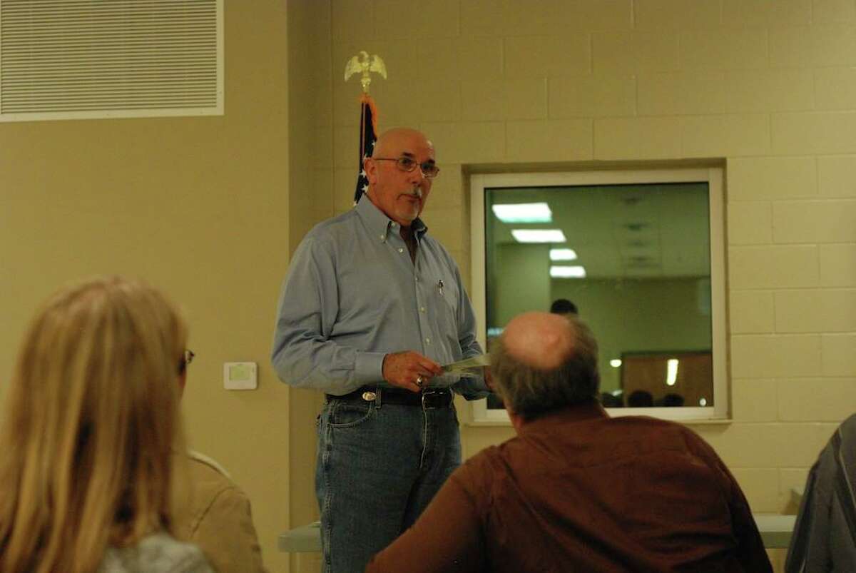 Mayor Michel Bechtel of Morgan's Point, speaking to the Liberty County Historical Commission.