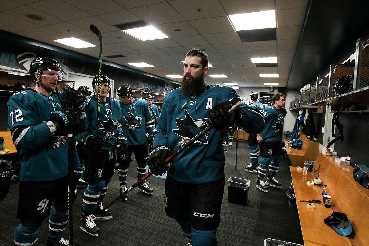 SAN JOSE, CA - FEBRUARY 17: Brent Burns #88 of the San Jose Sharks prepares to take the ice for warmups in the locker room against the Florida Panthers at SAP Center on February 17, 2020 in San Jose, California (Photo by Kavin Mistry/NHLI via Getty Images)