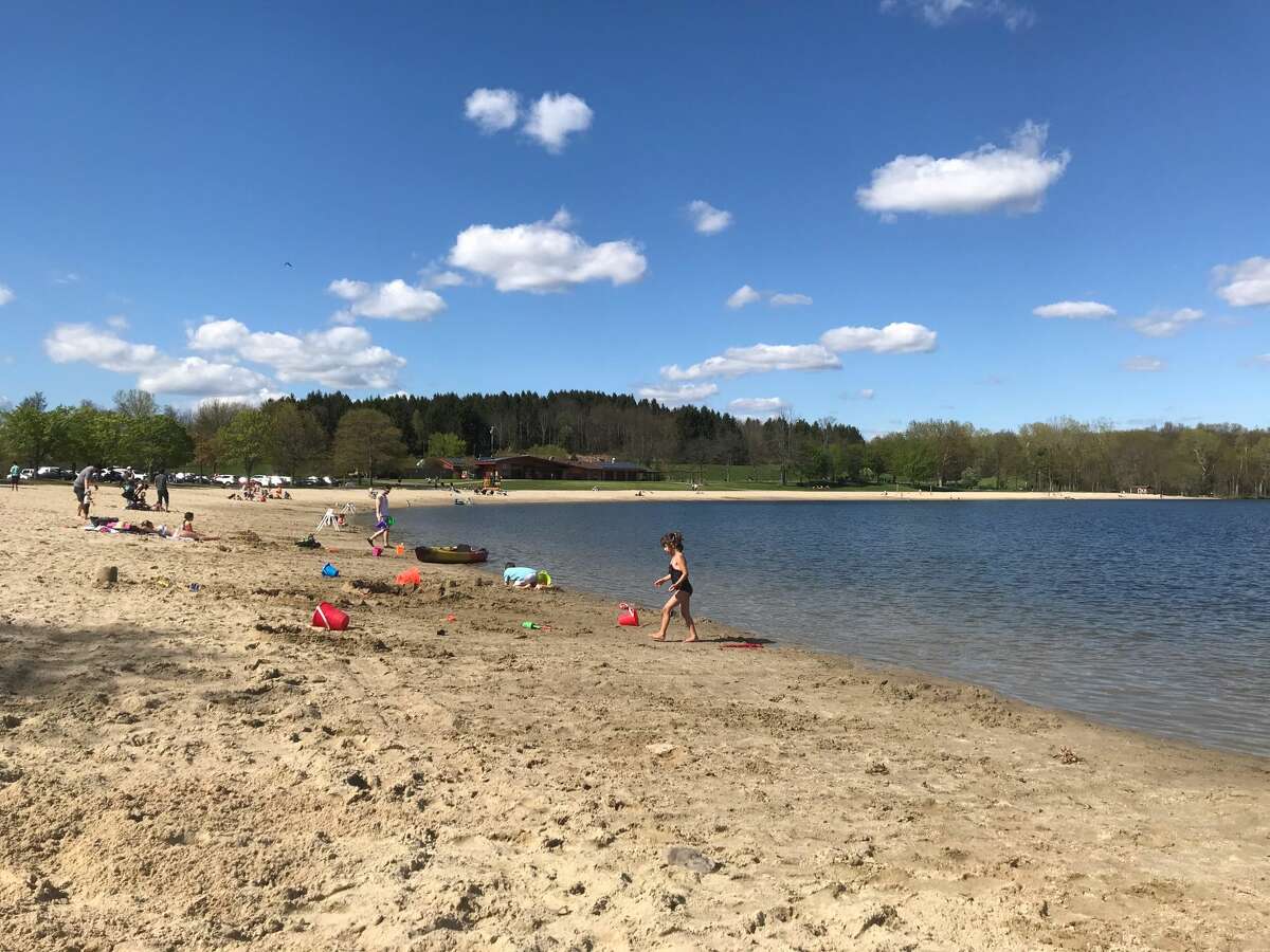 Lake Taghkanic State Park beach on May 16, 2020. A man drowned at the lake Saturday.