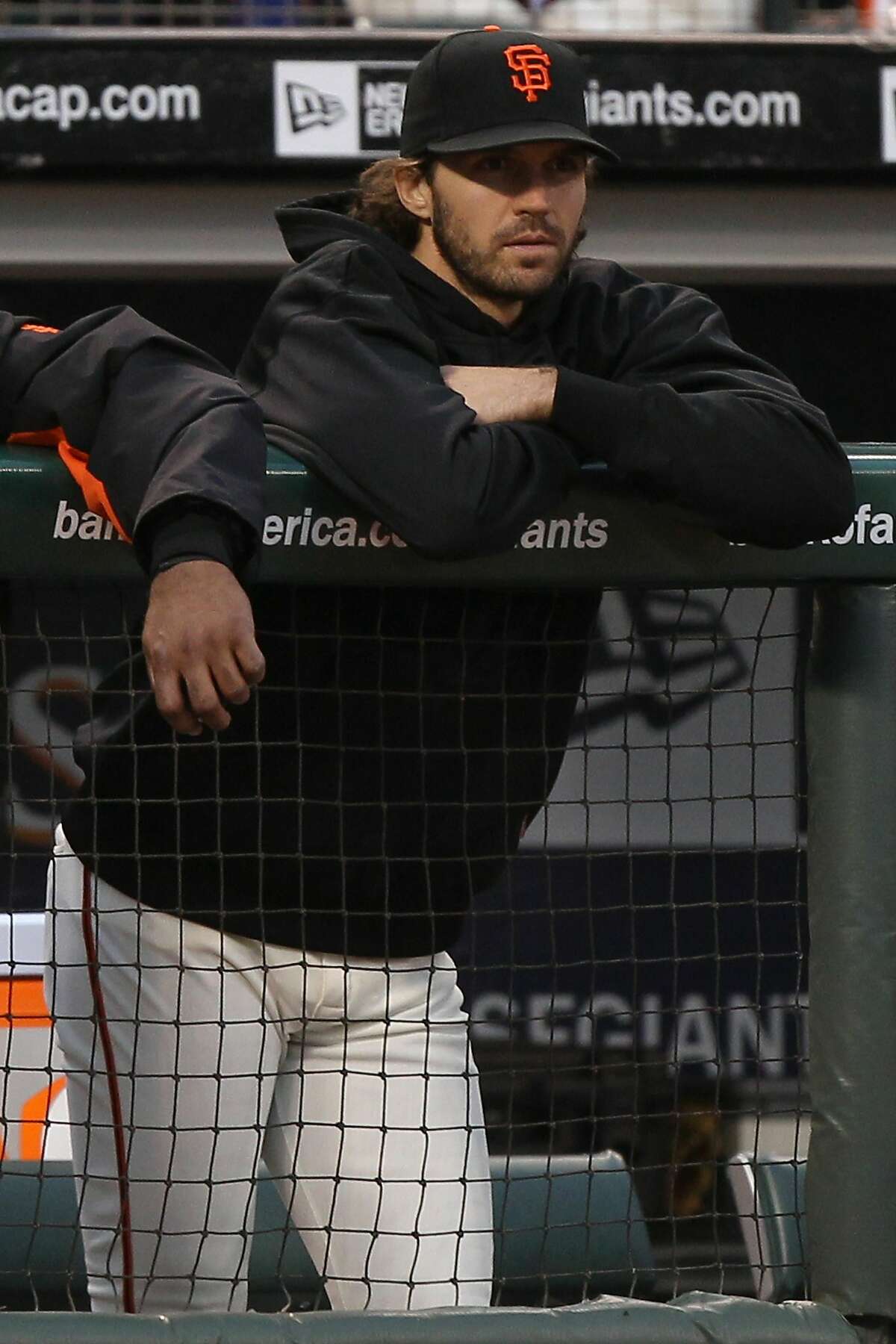 SAN FRANCISCO - OCTOBER 27: Barry Zito of the San Francisco Giants looks on against the Texas Rangers in Game One of the 2010 MLB World Series at AT&T Park on October 27, 2010 in San Francisco, California. ~~