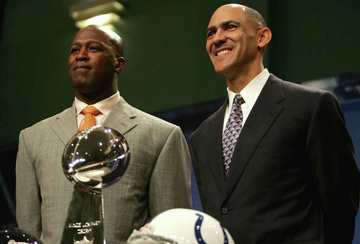 When Tony Dungy, right, was head coach of Tampa Bay he wanted his assistants like Lovie Smith, left, to get chances as head coaches. The two eventually met as head coaches of Indianapolis (Dungy) and Chicago (Smith) in the Super Bowl in 2007.
