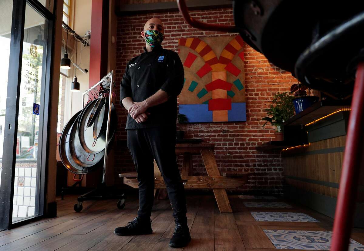 Sergio Monleon, owner and chef at his restaurant La Marcha in Berkeley. Calif., on Tuesday, May 26, 2020. Monleon shifted his menu to include lunch offerings and takeout.