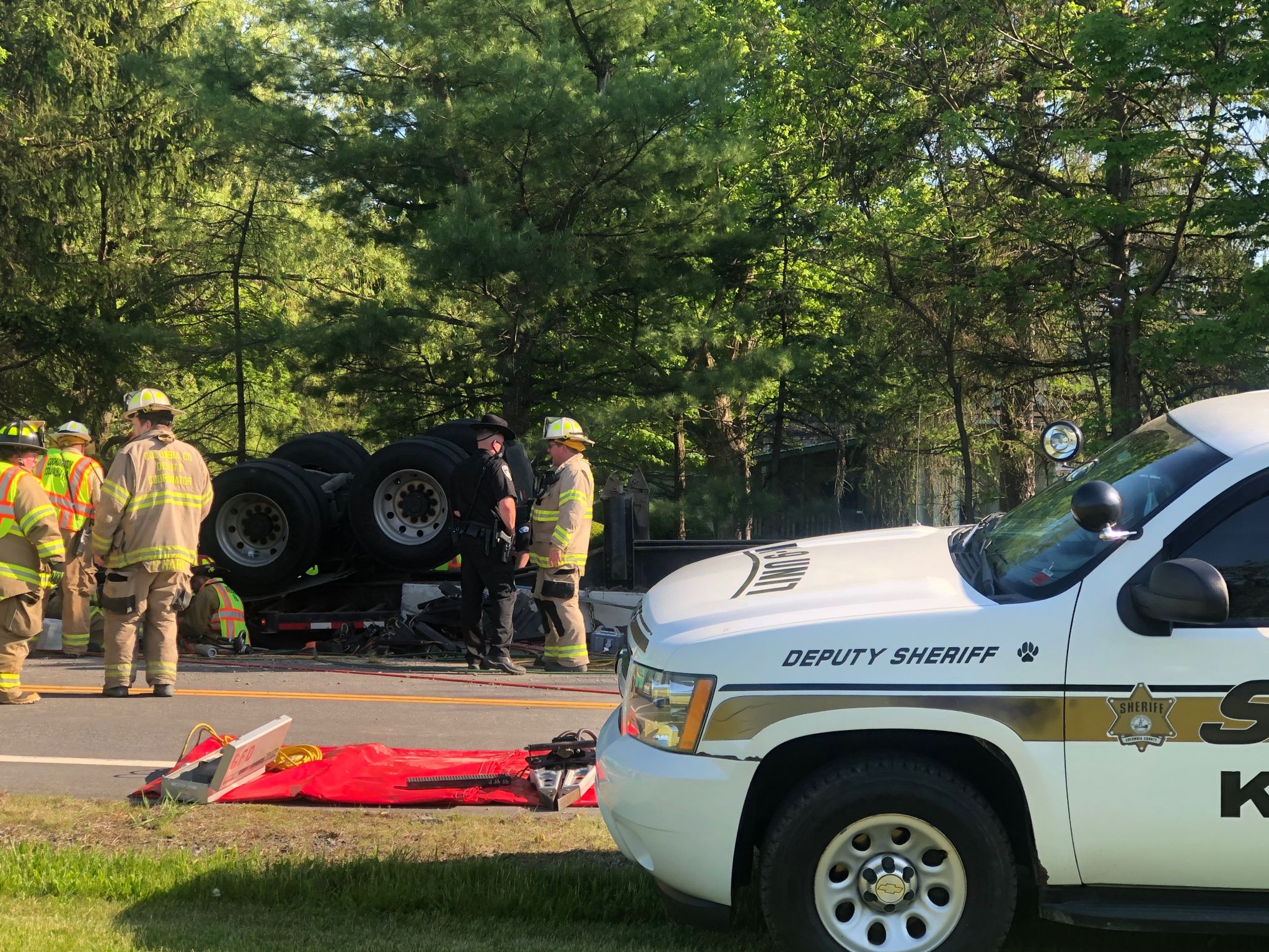 Firefighters rescue driver from crumpled tractor trailer in Kinderhook