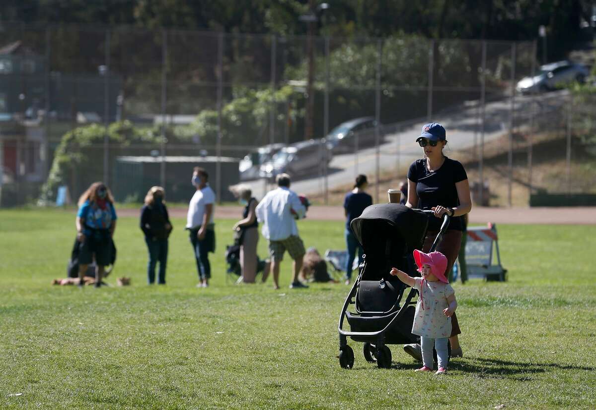 Visitors enjoy a warm day at Glen Canyon Park in San Francisco, Calif. on Wednesday, May 27, 2020. Longtime neighborhood resident Shawn Zovod had an unpleasant exchange with a mentally ill homeless man several months ago who is the suspect in the killing of a 94-year-old man.