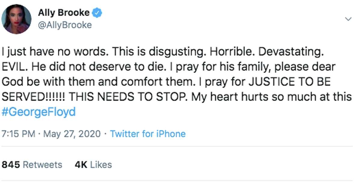 San Antonio native Ally Brooke tweeted about the death of George Floyd, writing that he did not deserve to die.