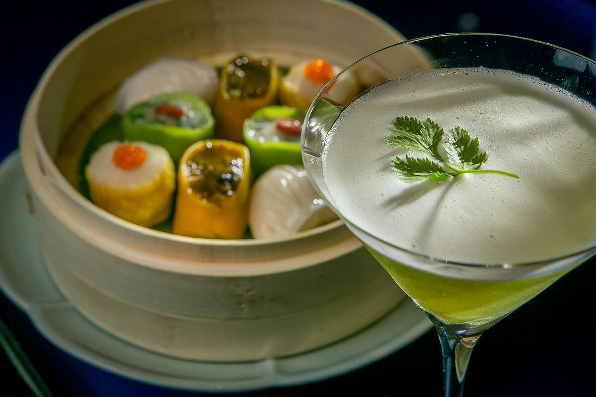 The "Zesty Martini" with the Hakka steamed Dim Sum platter at Hakkasan in San Francisco, Calif., is seen on Thursday, June 27th, 2013.