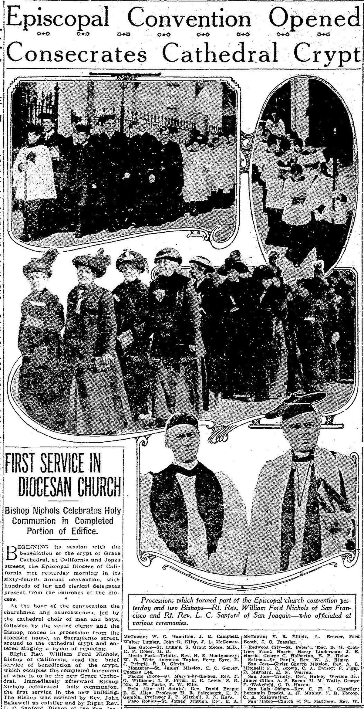 Service to celebrate the opening of the first stage of Grace Cathedral, January 27, 1912