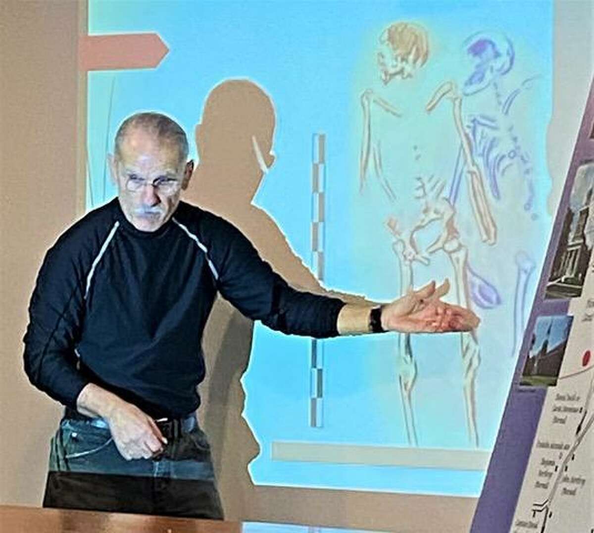 Nicholas Bellantoni, emeritus state archaeologist, discussed the skeletons linked to the Battle of Ridgefield at press conference last December.