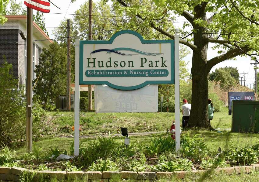 Sign at entrance to Hudson Park Rehabilitation and Nursing Center on Tuesday, May 19, 2020 in Albany, N.Y. (Lori Van Buren/Times Union)